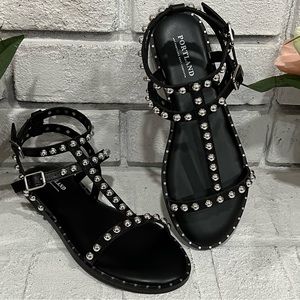 Portland Womens Studded Black Sandals
